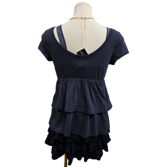 !! SOLD !!    Abercrombie Vintage Tiered Layered Vneck Babydoll Short Sleeve Top - Picture 3 of 6